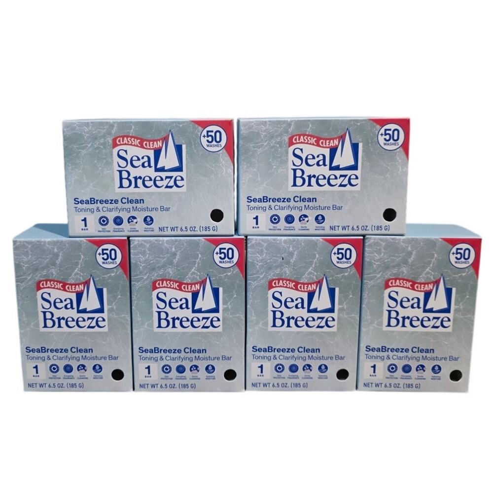 Sea Breeze Classic Clean Moisture Bar Soap Lot of 6 NEW 6.5oz